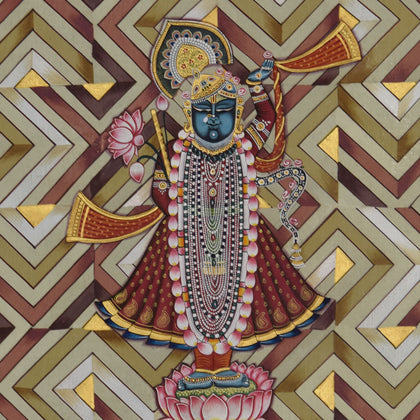 Shrinathji on Lotus - 02, , Ethnic Art - Artisera